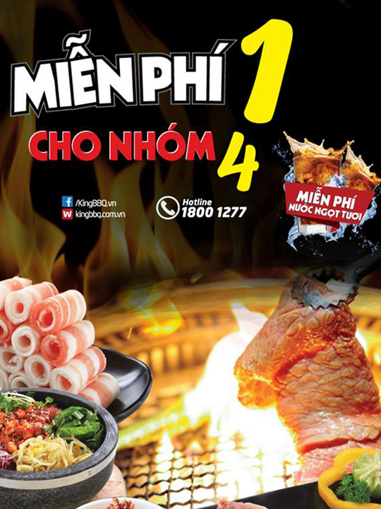 King BBQ miễn phí 1 suất buffet cho nhóm 4 người