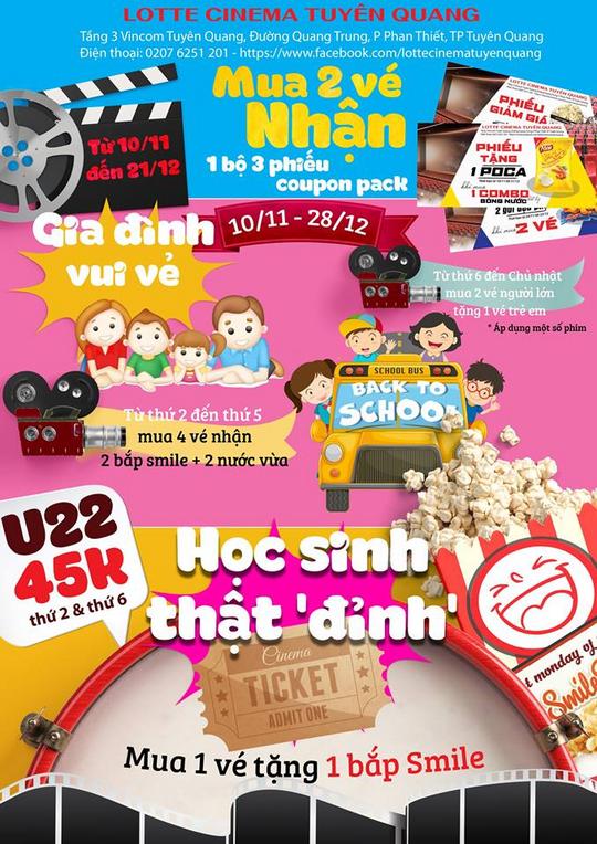 Lotte Cinema ưu đãi xem phim tại Tuyên Quang