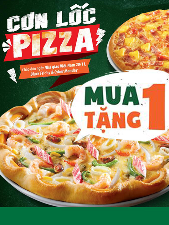 The Pizza Company mua 1 tặng 1 khi đăng kí Evoucher