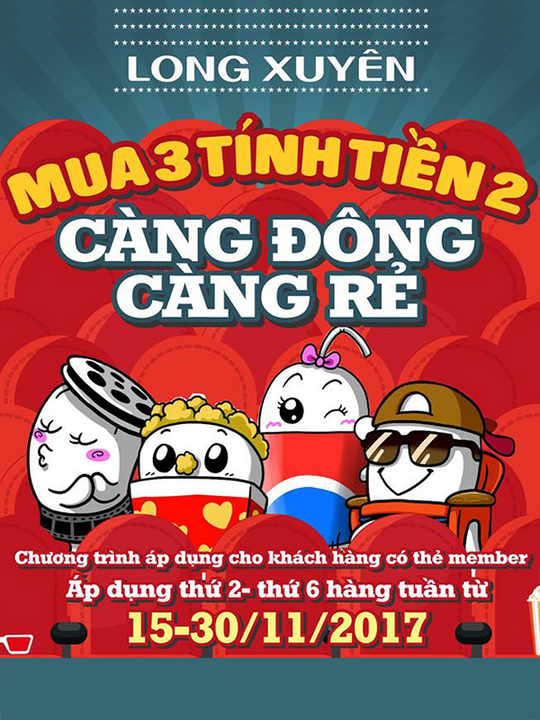 Lotte Cinema mua 3 vé tính tiền 2 vé cho KH thành viên