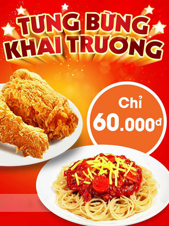 JolliBee mua 2 miếng gà tặng 1 phần mì Ý