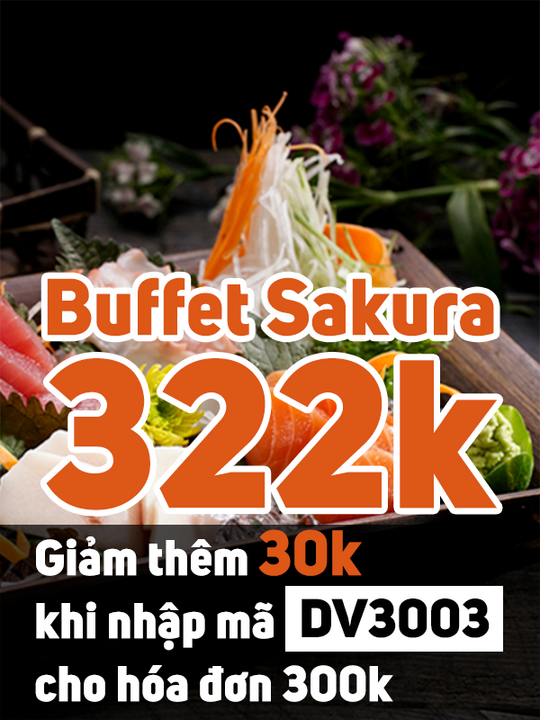 Isushi voucher buffet Sakura chỉ 322k