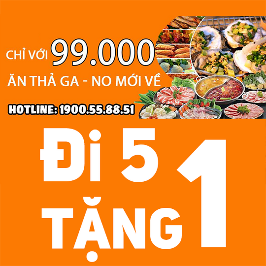Lòng Nướng Chú Tèo mua 5 vé buffet nướng 99k tặng thêm 1 vé
