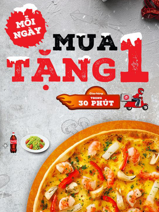 Pizza Hut mua 1 tặng 1