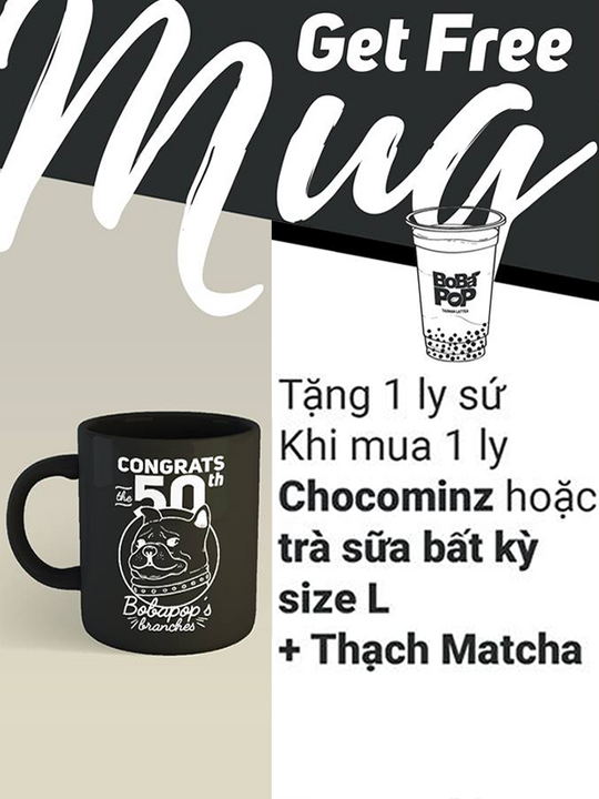 Bobapop tặng ly sứ cho 50 khách hàng đầu tiên