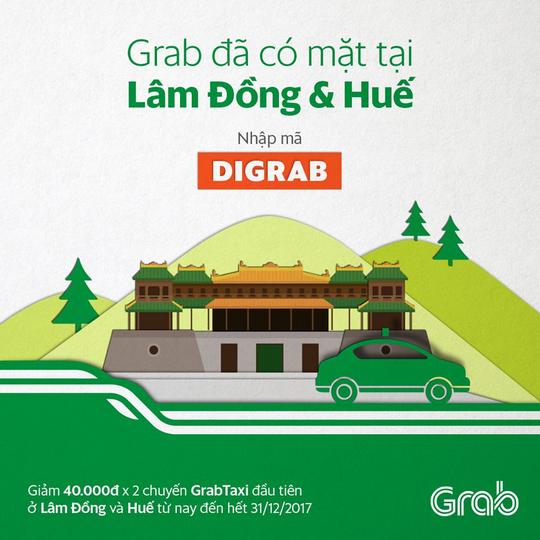 Grab ưu đãi Grab Tại Huế và Lâm Đồng
