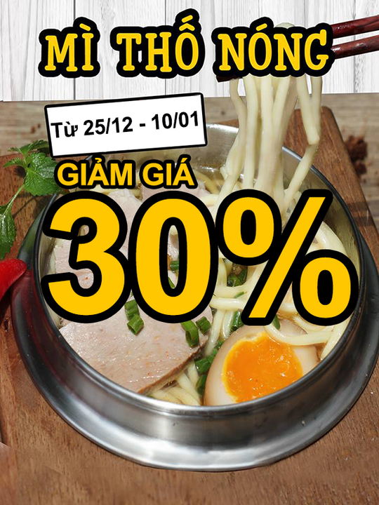 Papaxot giảm 30% mì thố nóng