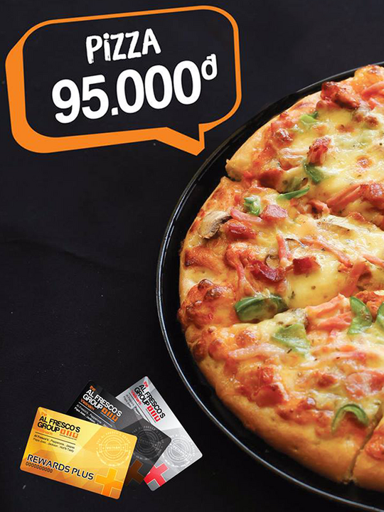 AlFresco pizza 95k cho KH có thẻ Rewards Plus