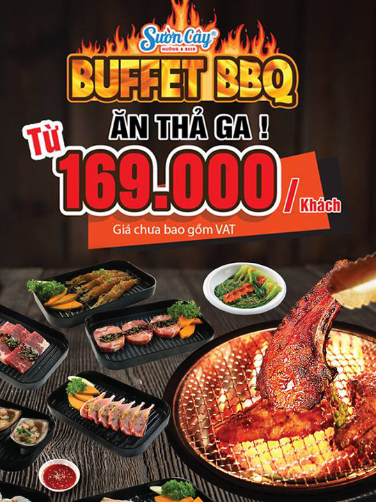 Sườn cây buffet BBQ chỉ với 169k/người