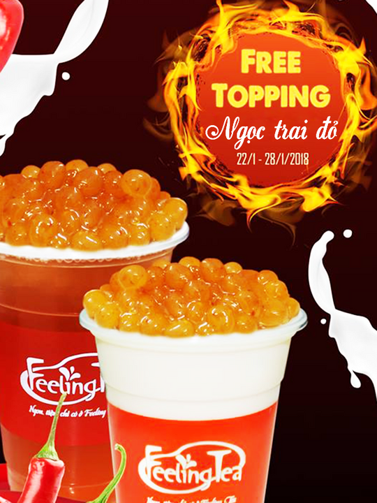 Feeling tea tặng topping chân trâu khi mua trà sữa