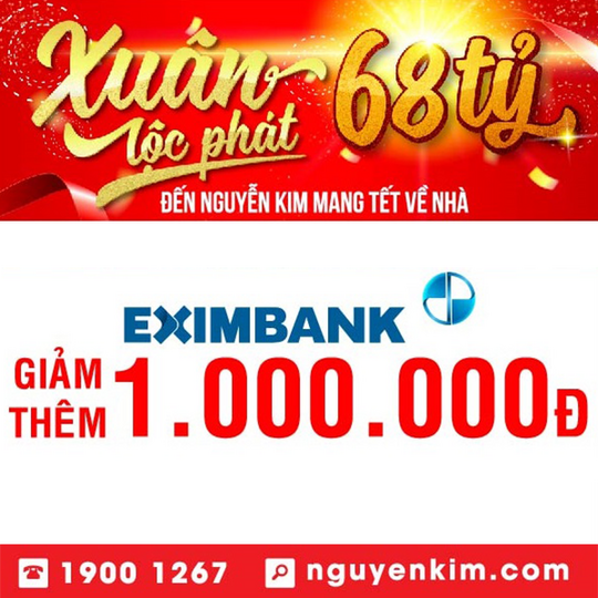 Nguyễn Kim giảm thêm 1000k cho thẻ tín dụng EximBank