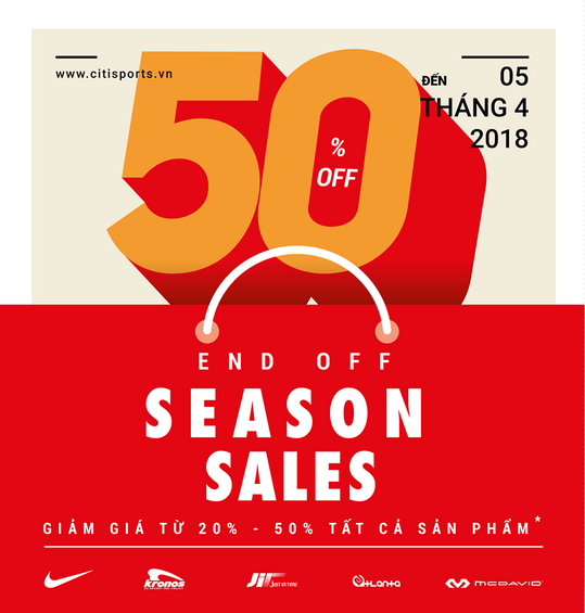 Citisports giảm đến 50% sản phẩm thể thao