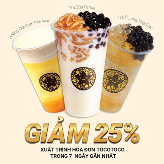 Tocotoco giảm 25% cho hoá đơn trước