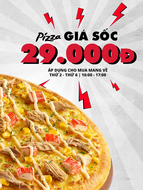 Pizza Hut pizza giá sốc chỉ 29k trong khung giờ vàng