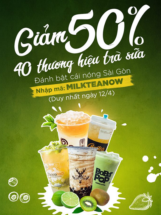 Shopee Food giảm 50% từ 40 thương hiệu trà sữa