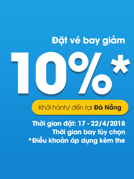 Traveloka giảm 10% khi đặt vé máy bay đến/đi Đà Nẵng