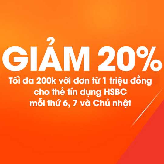 Shopee giảm 20% cho chủ thẻ tín dụng HSBC