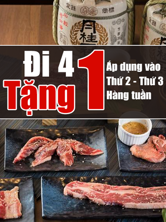 Sumo BBQ đi 4 tặng 1 vào thứ 2 và thứ 3 hàng tuần