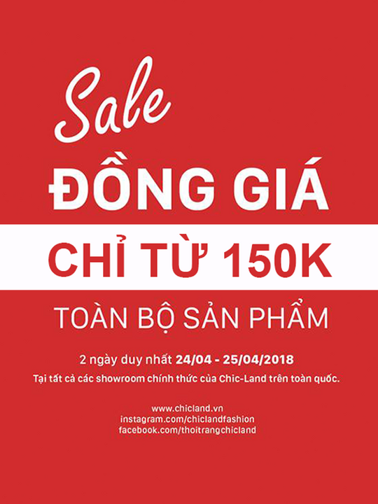 Chic Land sale toàn bộ sản phẩm chỉ từ 150k