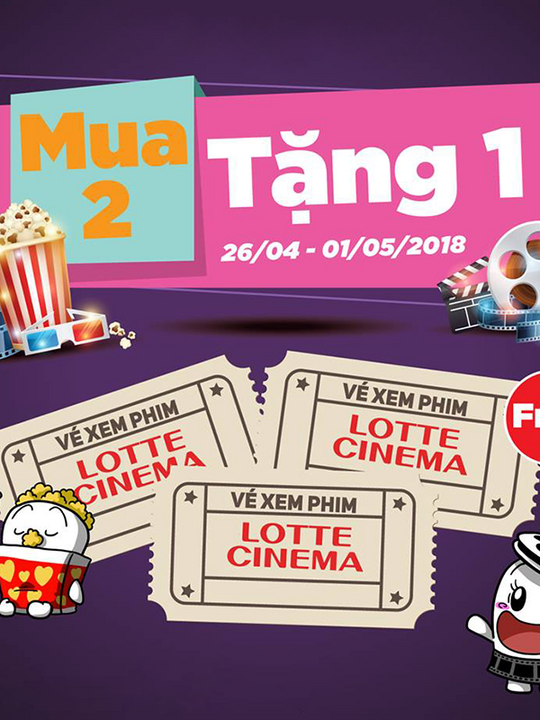 Lotte Cinema tặng 1 vé miễn phí khi mua 2 vé