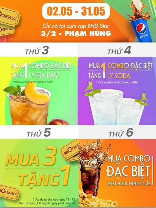 BHD Star Cineplex ưu đãi hấp dẫn theo ngày tại 2 rạp BHD