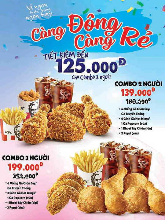 KFC combo hấp dẫn giá chỉ từ 139k
