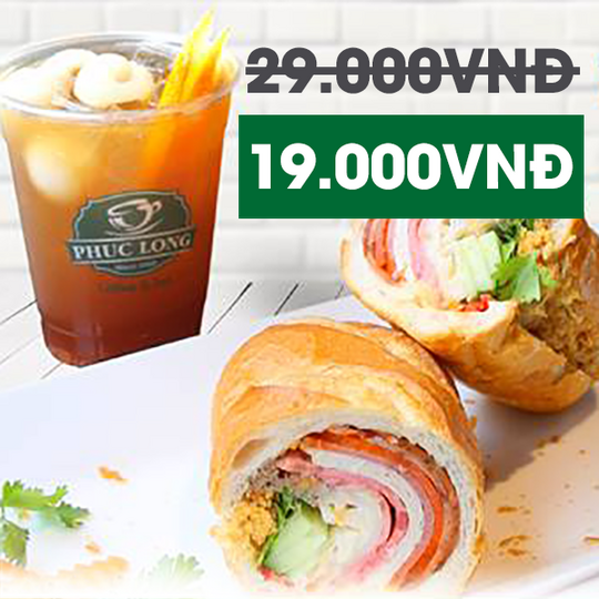 Phúc Long bánh mì chỉ 19k khi mua 1 ly nước bất kì