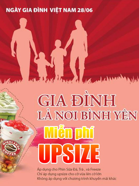 Highlands Coffee miễn phí upsize từ size vừa lên size lớn