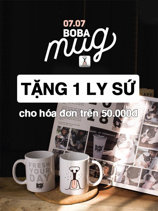 Bobapop tặng ly sứ cho hóa đơn từ 50k