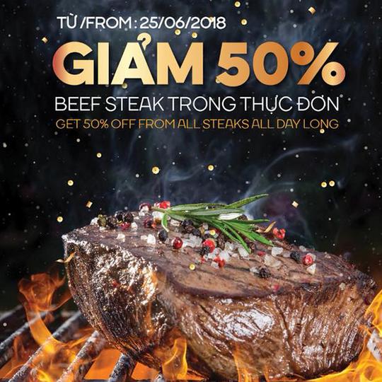 Moo Beef Steak giảm 50% các món Steak