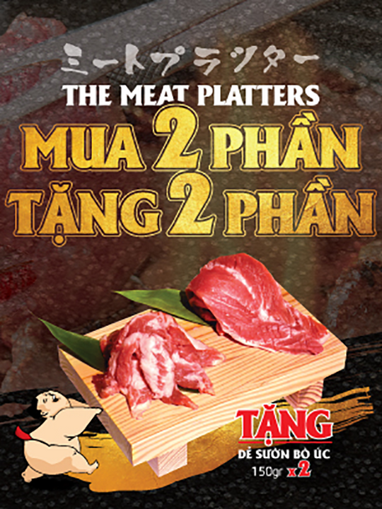 Sumo BBQ mua 2 tặng 2 khi order The Meat Platters