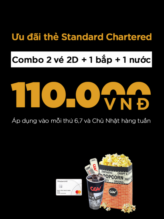 CGV combo 110k cho chủ thẻ SC