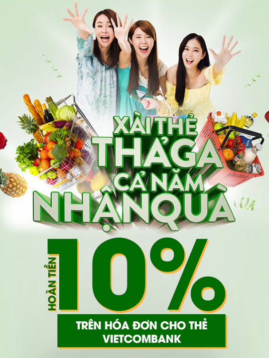 Big C hoàn tiền 10% cho chủ thẻ Vietcombank