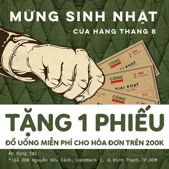 Cộng Cafe tặng phiếu đồ uống free cho HĐ trên 200k