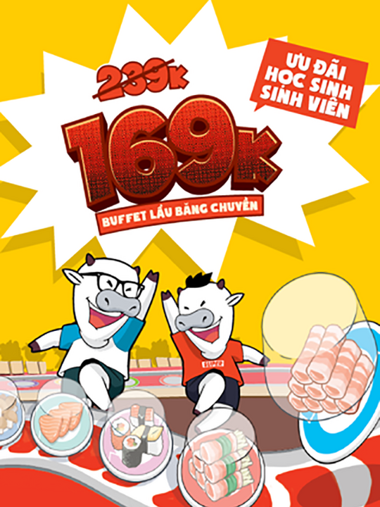 Kichi Kichi buffet lẩu 239k chỉ còn 169k cho HSSV