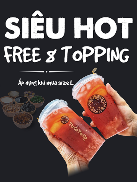 Tocotoco free topping khi upsize L