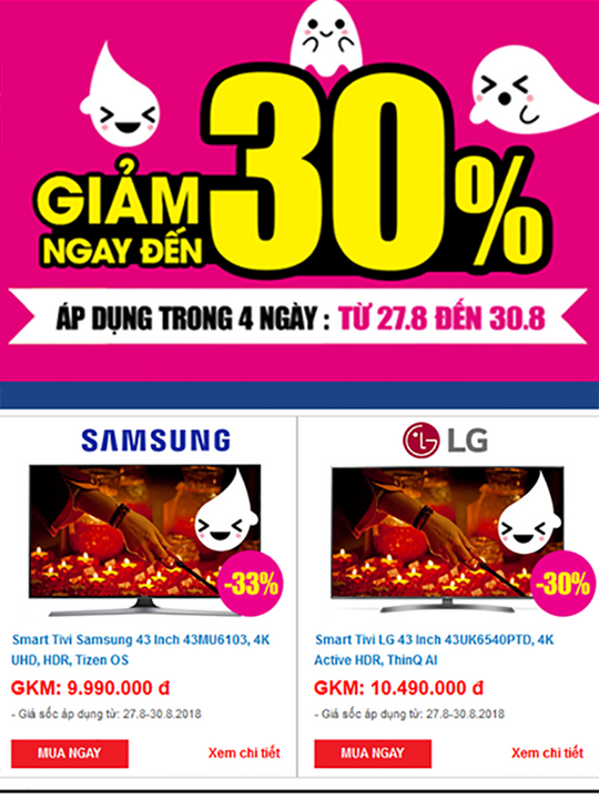 MediaMart giảm đến 30% sản phẩm Tivi