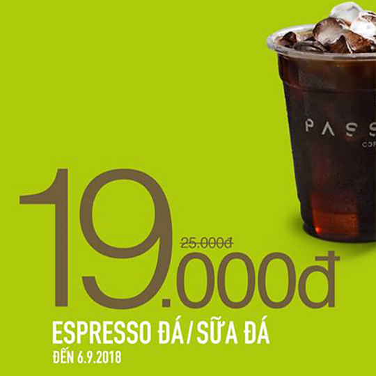 Passio Coffee Vietnam ưu đãi khai trương đồng giá 19k