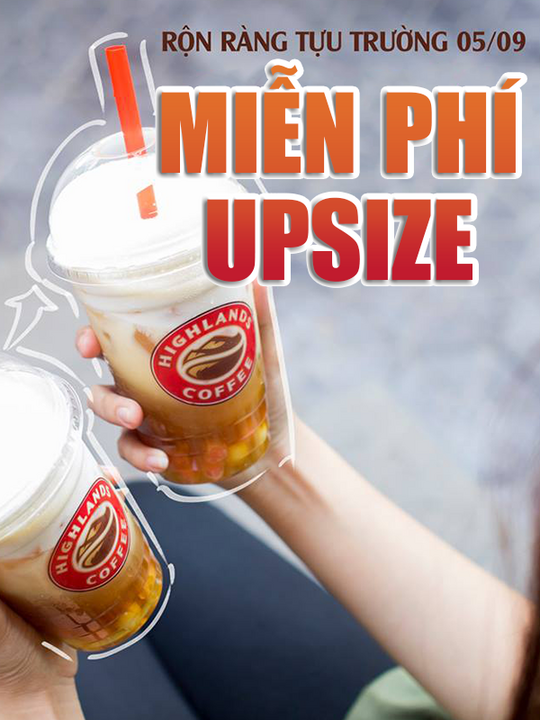 Highlands Coffee miễn phí upsize các loại trà