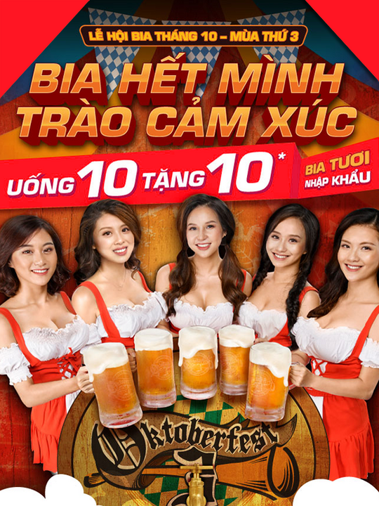 Vuvuzela Beer Club uống 10 tặng 10 ly bia tươi khi đăng kí 