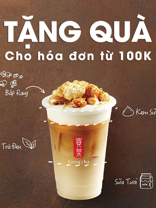 Gongcha tặng quà cho hóa đơn từ 100k