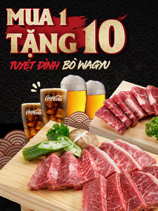 Sumo BBQ ưu đãi mua 1 combo tặng 10 ly bia/coca