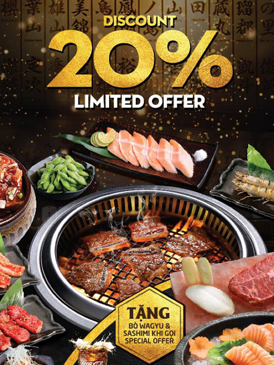 Sumo BBQ giảm 20% buffet Premium cho nhóm 4 người