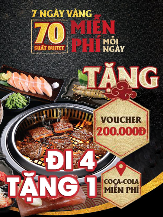 Sumo BBQ miễn phí 1 suất buffet dành cho nhóm 4 KH