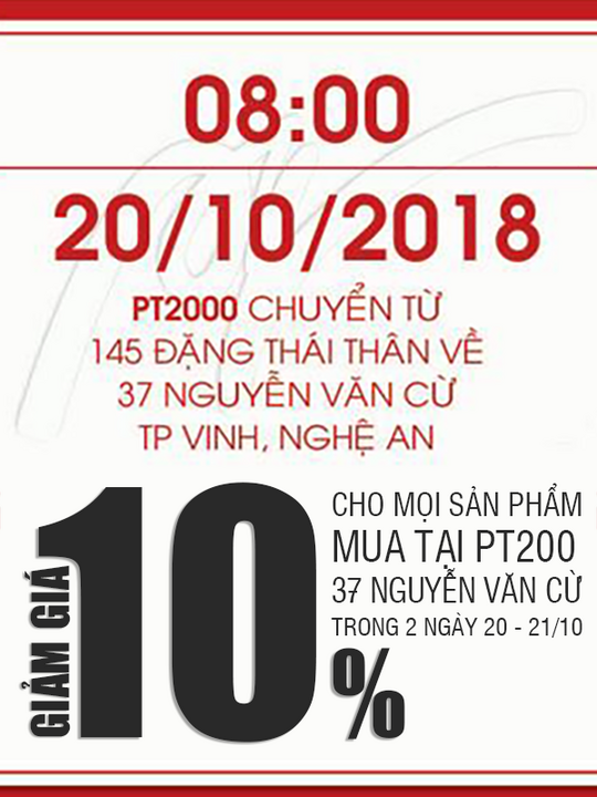 PT2000 giảm 10% tổng hóa đơn