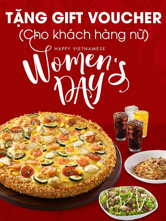 Pizza Hut tặng gift voucher cho khách hàng nữ