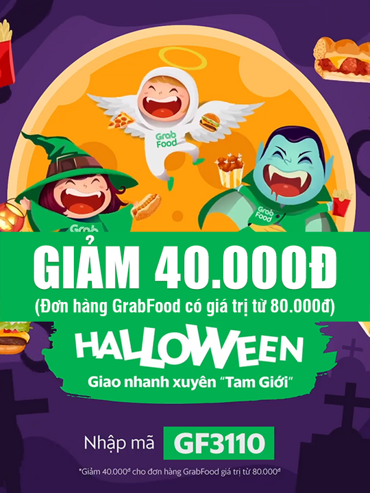 GrabFood giảm 40k cho ĐH GrabFood từ 80k