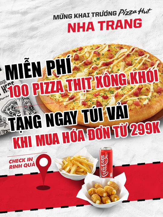 Pizza Hut tặng pizza cho 100 KH đầu tiên