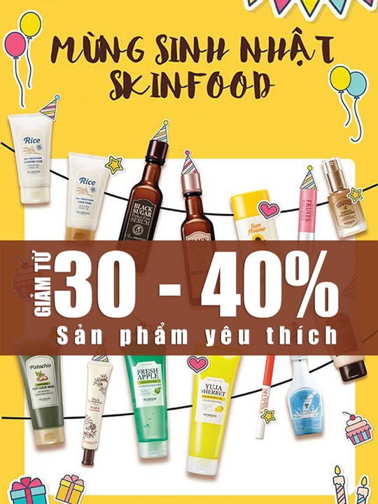 SkinFood Vietnam ưu đãi 30-40% nhiều sản phẩm