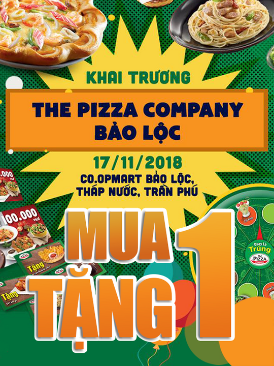 The Pizza Company ưu đãi mua 1 tặng 1 pizza mừng khai trương